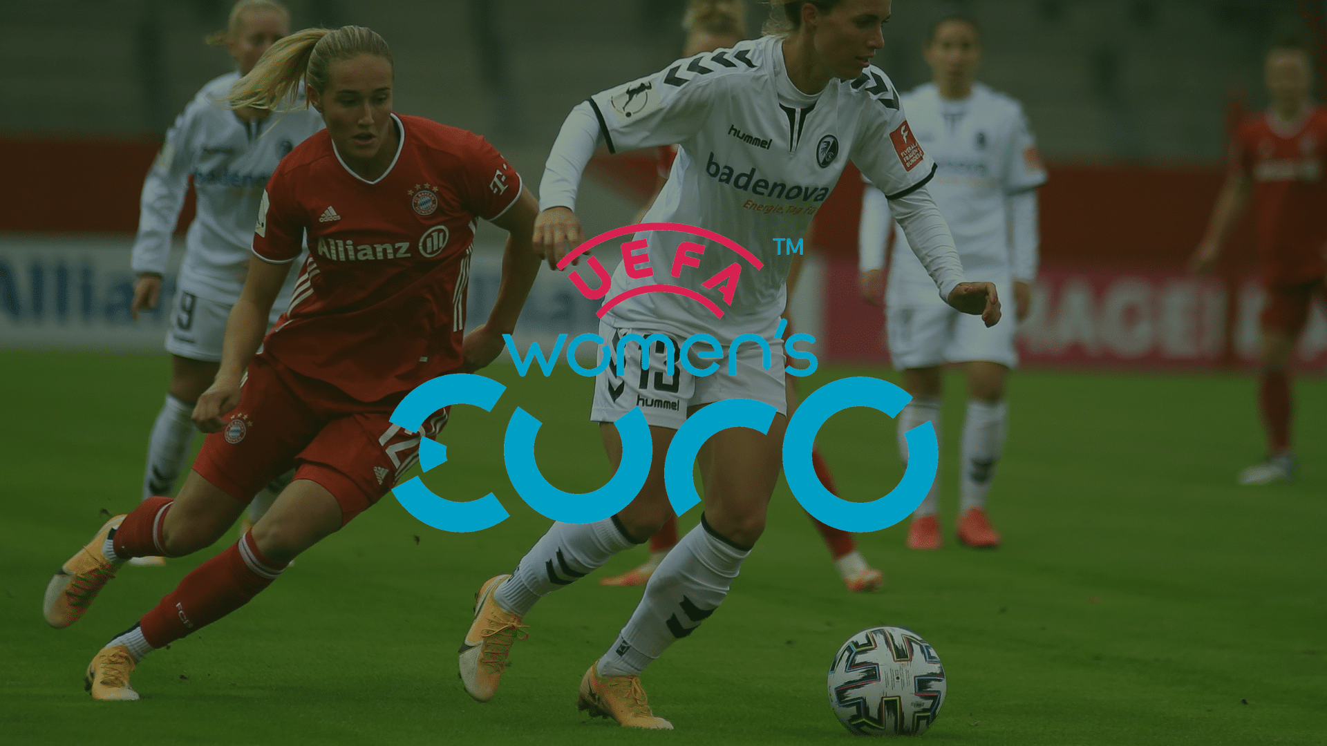 Detta är den officiella logotypen för UEFA:s dam-EM i England 2022