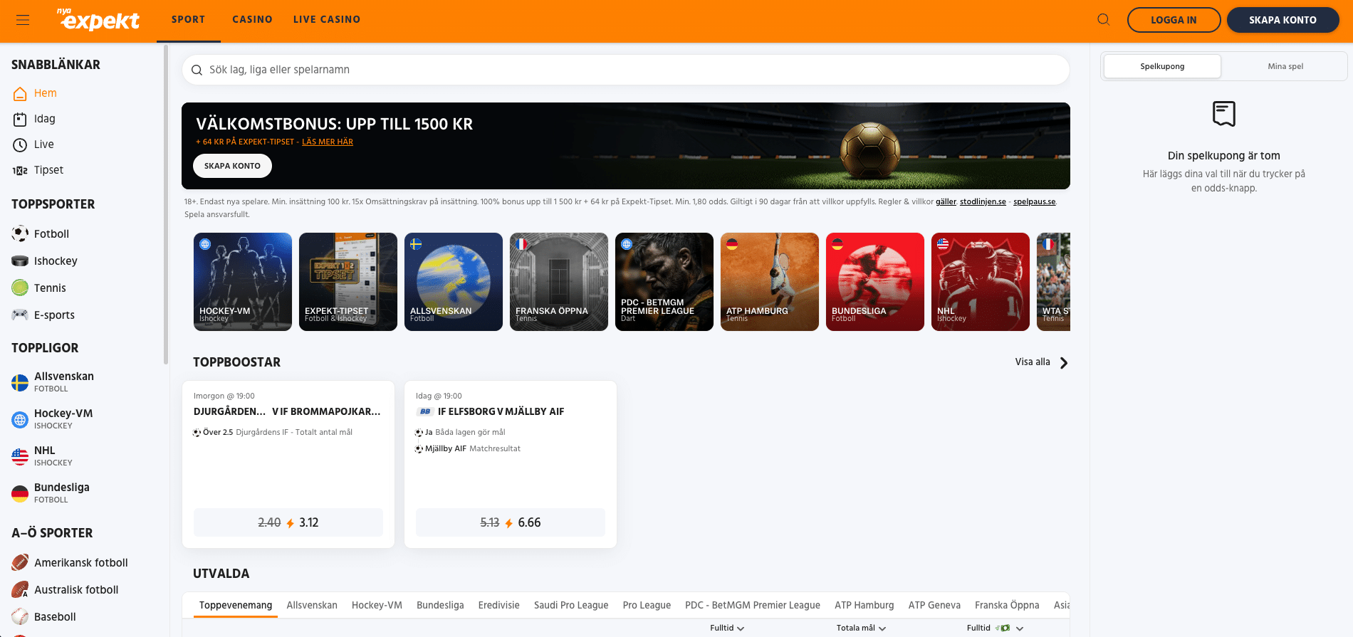 Expekt ny sportsbook
