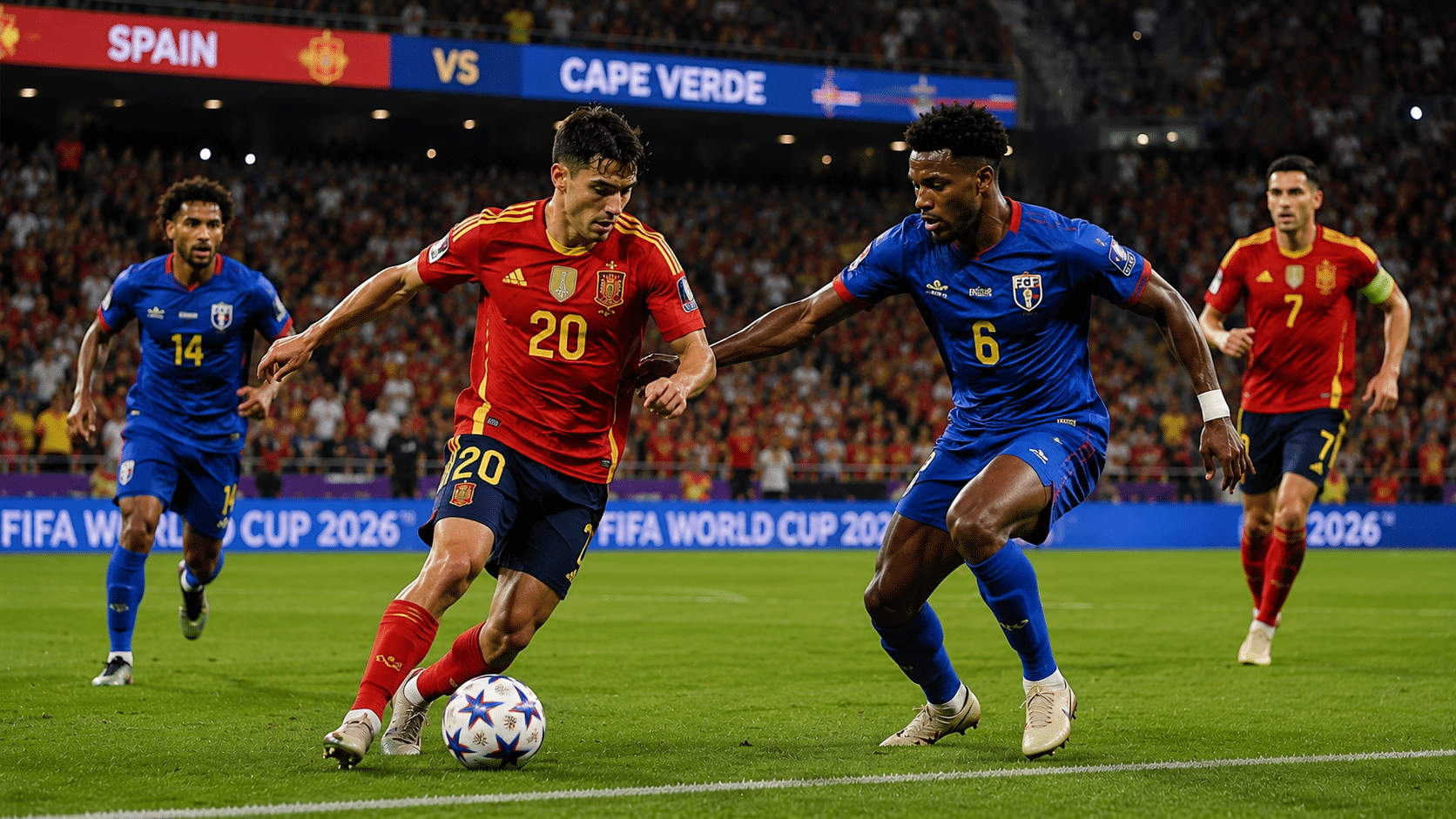 Spanien Kap Verde fotbollsmatch i VM 2026