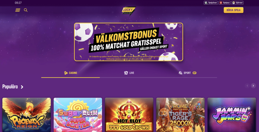 Lucky Casino startsida