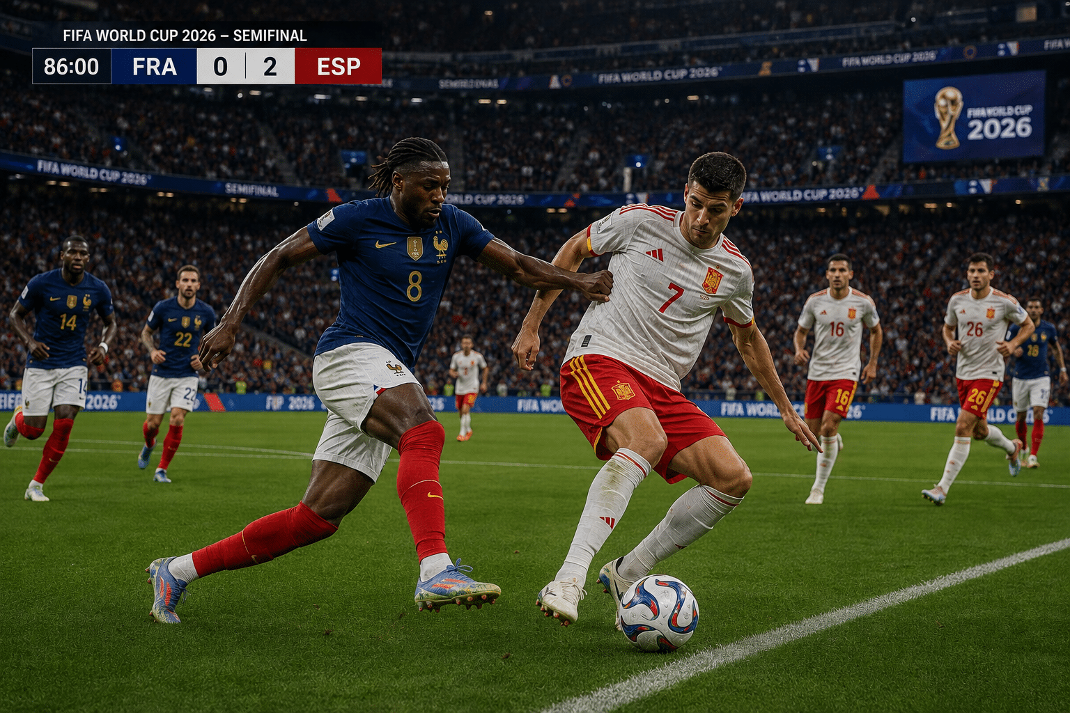 Frankrike Spanien Fotbolls VM 2026 semifinal