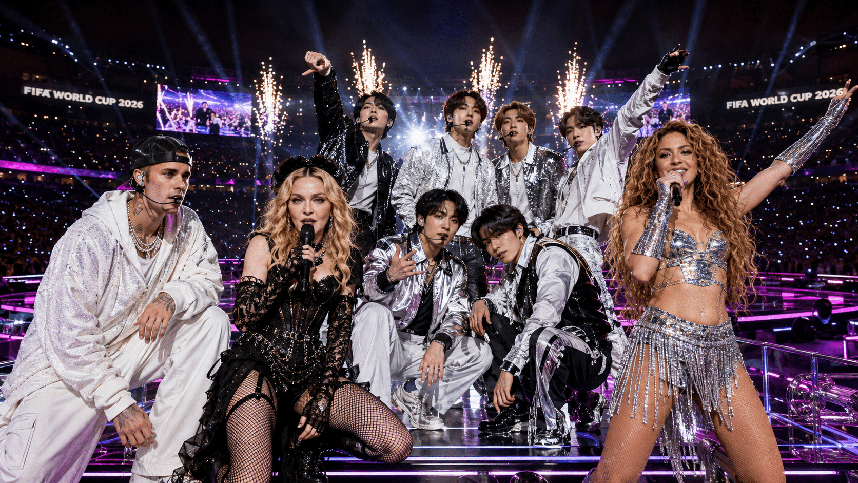 Halvtidsshow Fotbolls VM 2026 med Madonna, Shakira, BTS och Justin Bieber